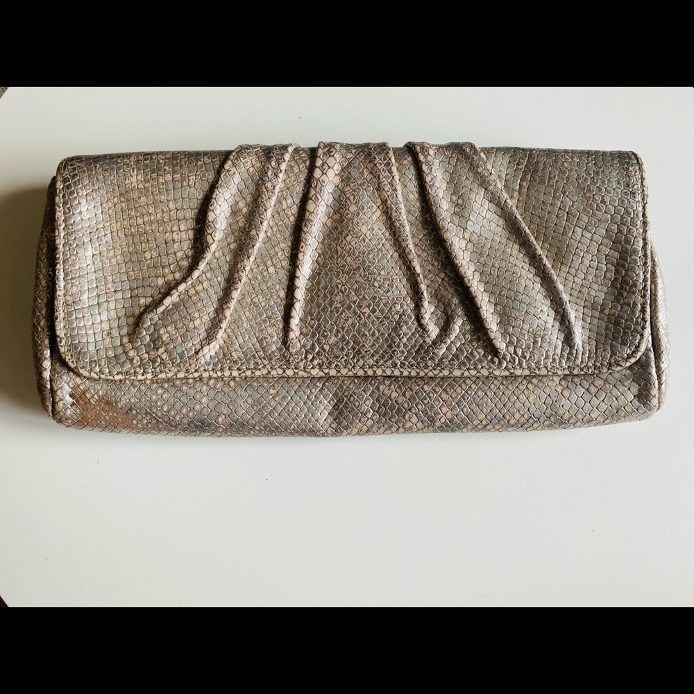 Lauren Merkin Gold Snake Skin Clutch